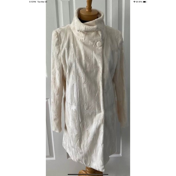 Worthington Womans FauxFur Cream Mid-Length/Driving Coat Womens Size Large - Picture 10 of 11